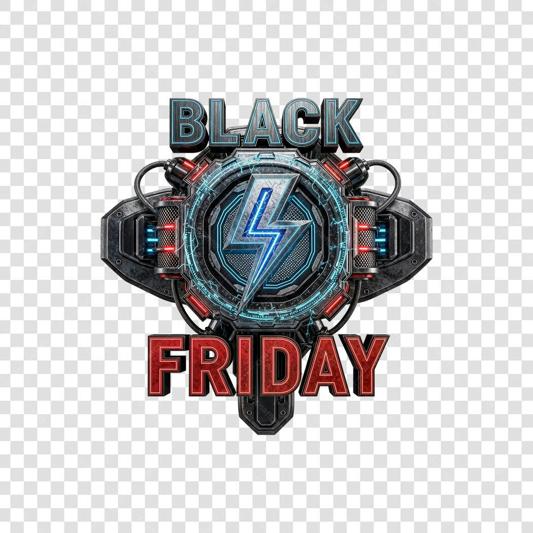Selo Black Friday Efeito Tecnológico Raio Azul PNG com fundo transparente