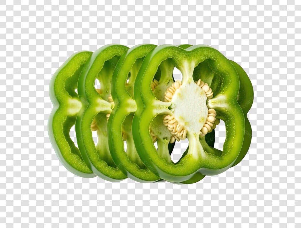 Fatia de Pimentão Verde Fresco PNG com fundo transparente