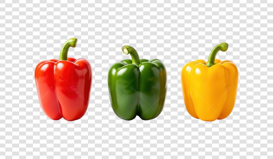 Vegetais Pimentões coloridos vermelho verde amarelo PNG com fundo transparente