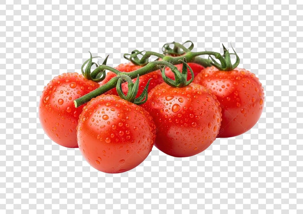 Elemento Gráfico Tomates Cereja Frescos Gotas de Água PNG com fundo transparente