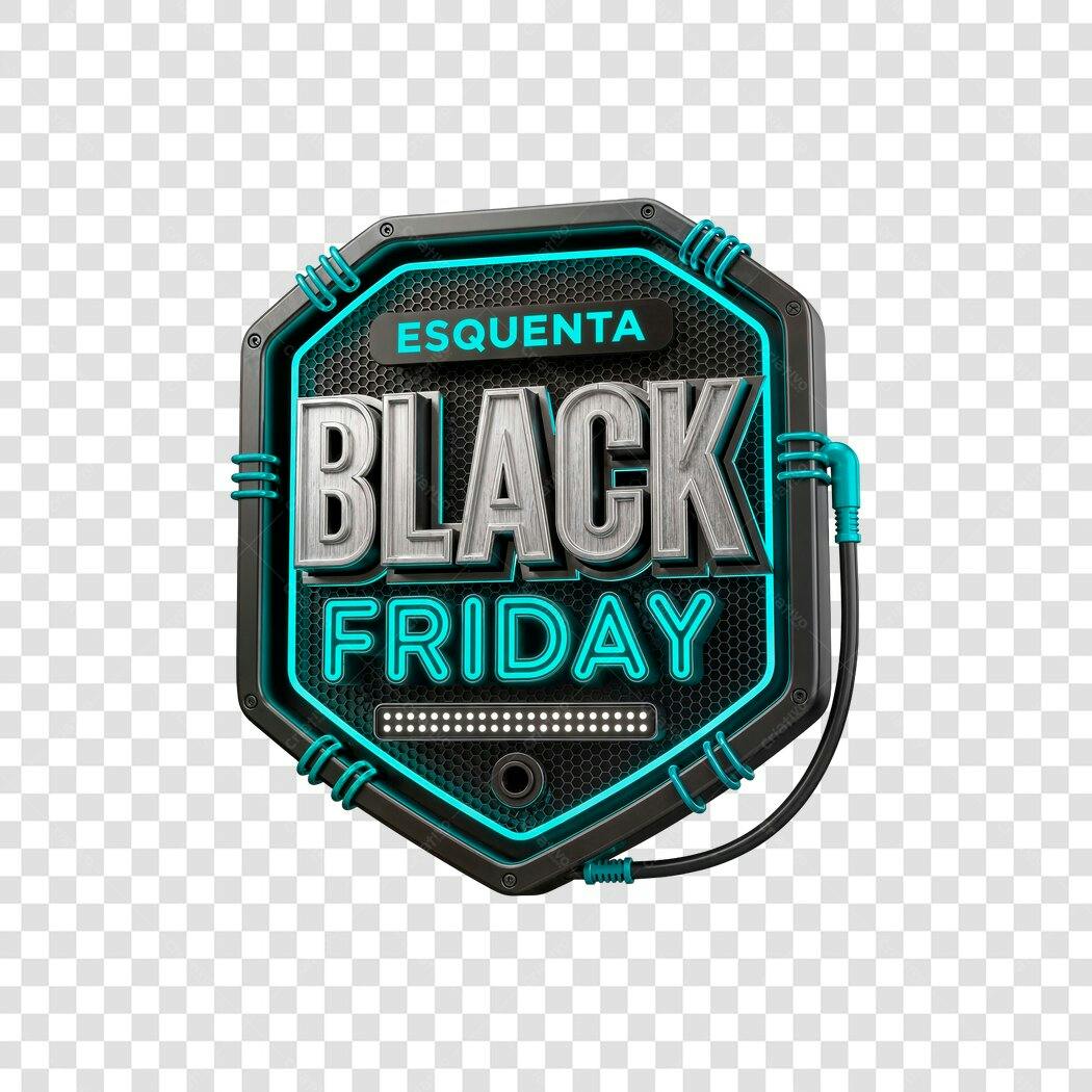 Selo promocional Es esquenta Black Friday estilo neon PNG com fundo transparente
