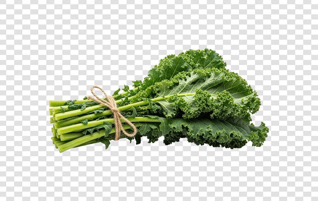 Maço de Couve Fresca Orgânica PNG com fundo transparente para alimentação saudável