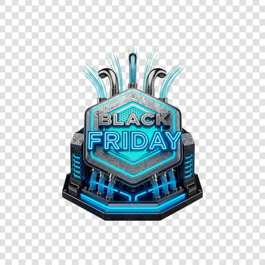 Selo de promoção Black Friday estilo cyberpunk PNG com fundo transparente