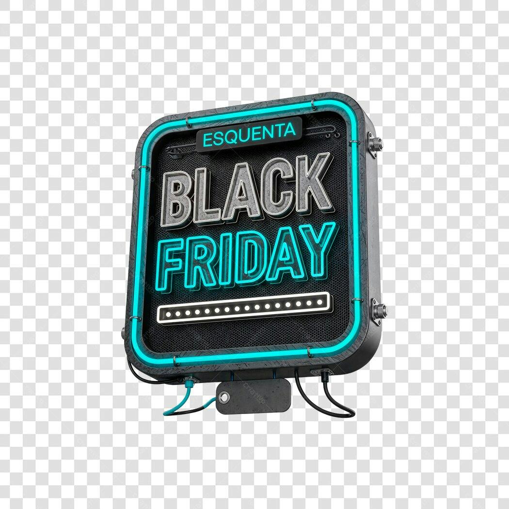 Placa Neon Black Friday Pré-Venda Desconto PNG com fundo transparente