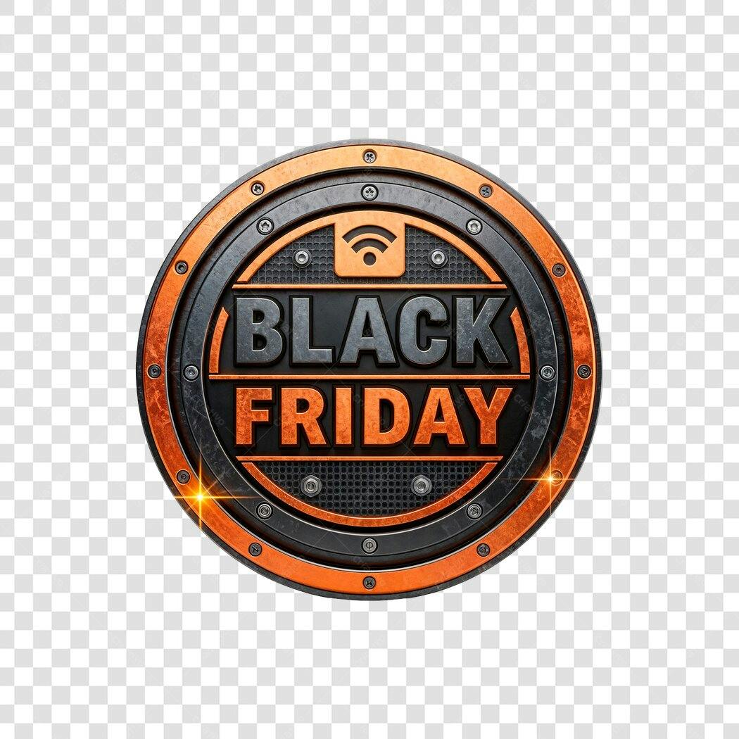 Selo de Oferta Black Friday estilo industrial PNG com fundo transparente