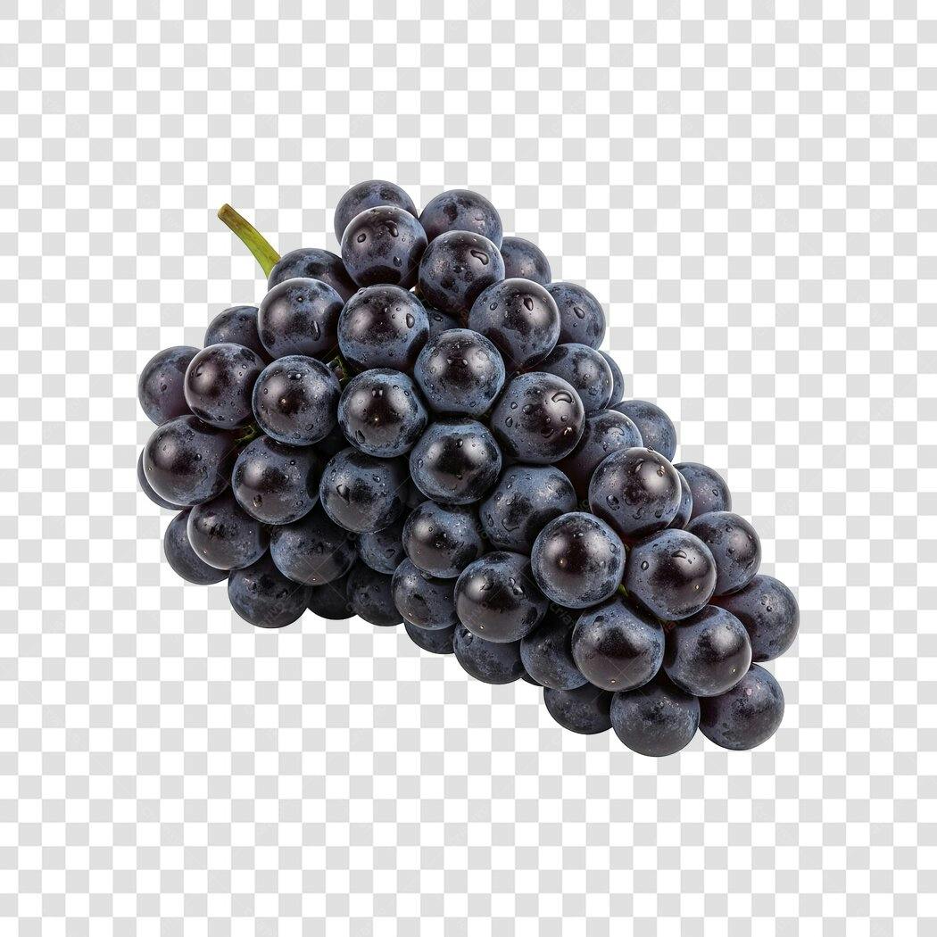 Fruta Cacho Uva Roxa Fresca Gotas de Água PNG com fundo transparente para Alimentação Saudável