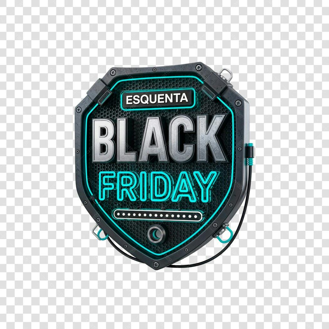 Selo Promocional Esquenta Black Friday Neon PNG com fundo transparente