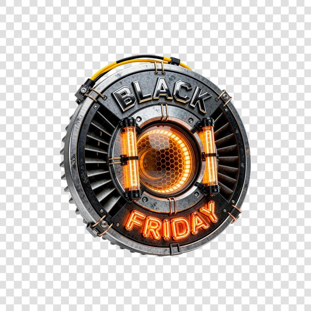 Selo Promocional Black Friday Design Industrial PNG com fundo transparente