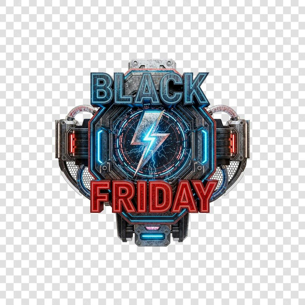 Elemento Gráfico Black Friday Raio Neon Industrial PNG com fundo transparente