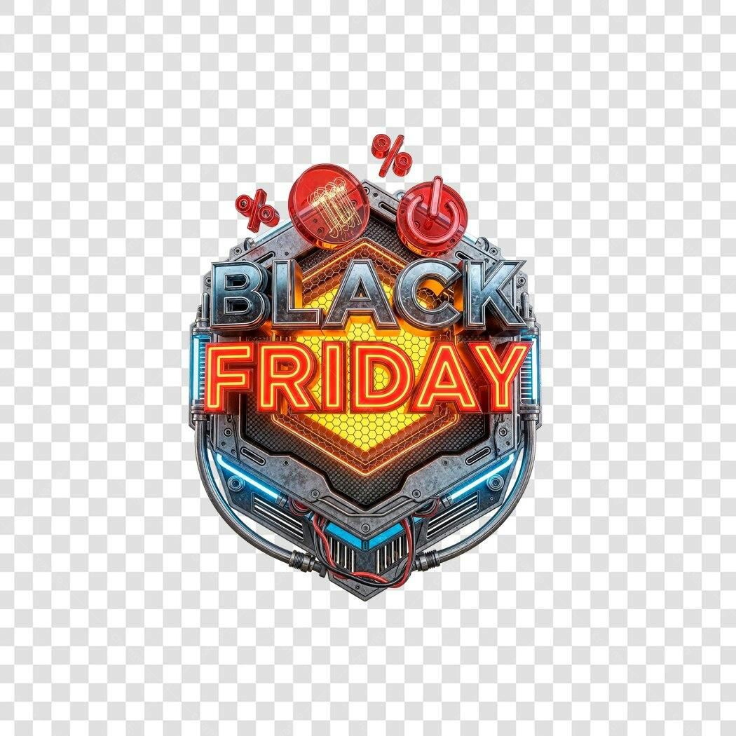 Selo Black Friday Tecnologia Neon PNG com fundo transparente