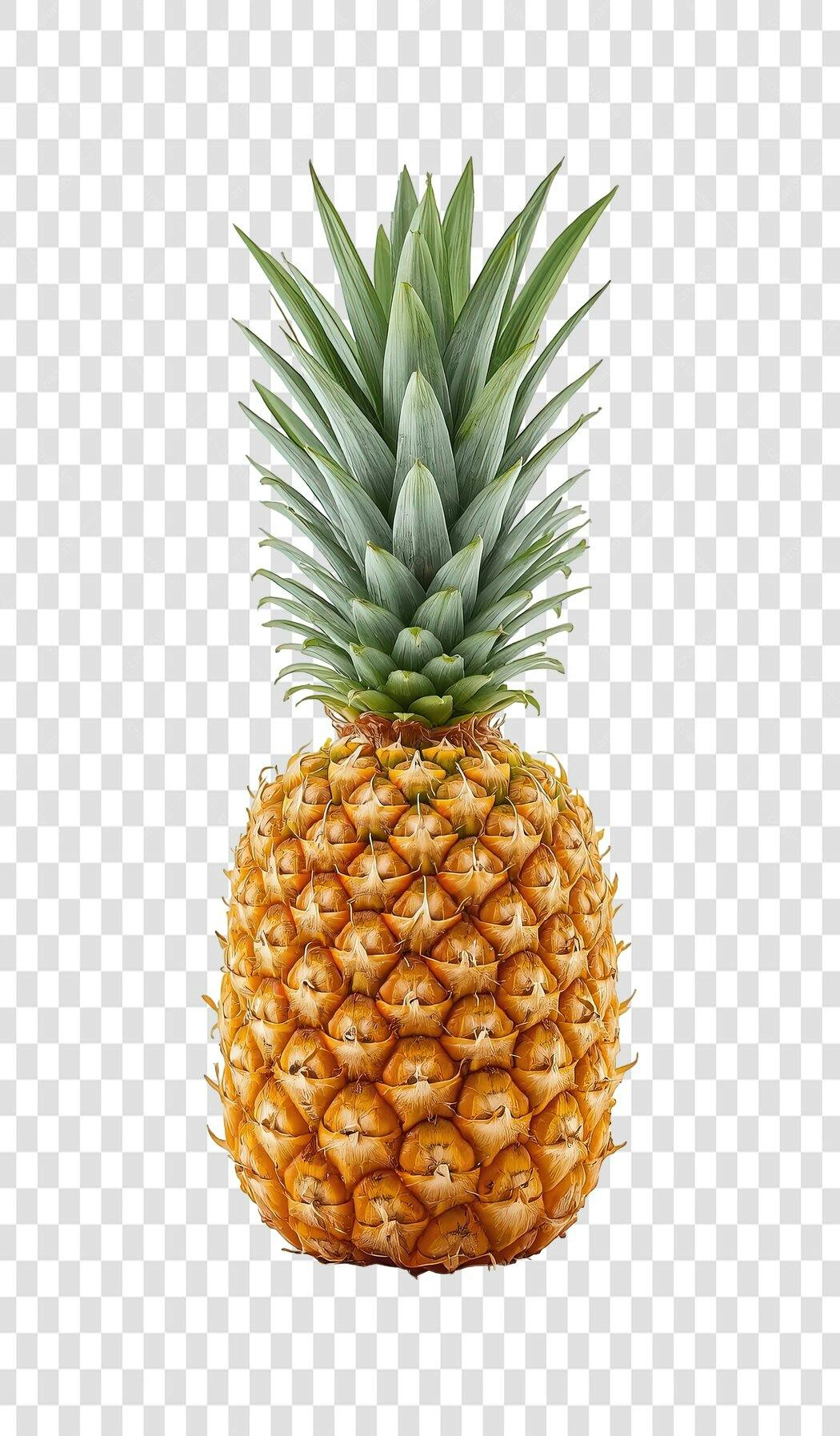 Abacaxi Fruta Tropical Fresca Madura Amarelo Verde PNG com fundo transparente