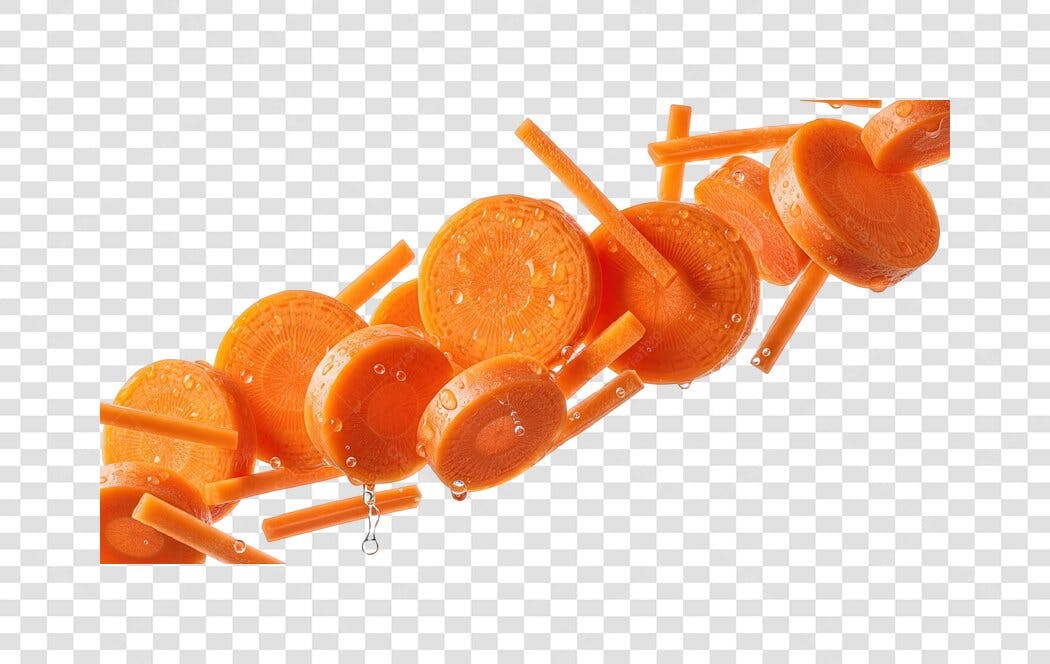 Cenouras Frescas Fatiadas com Gotas de Água PNG com fundo transparente