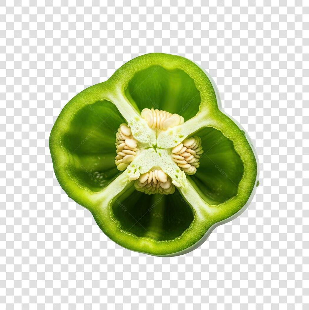 Pimentão verde fatiado PNG com fundo transparente
