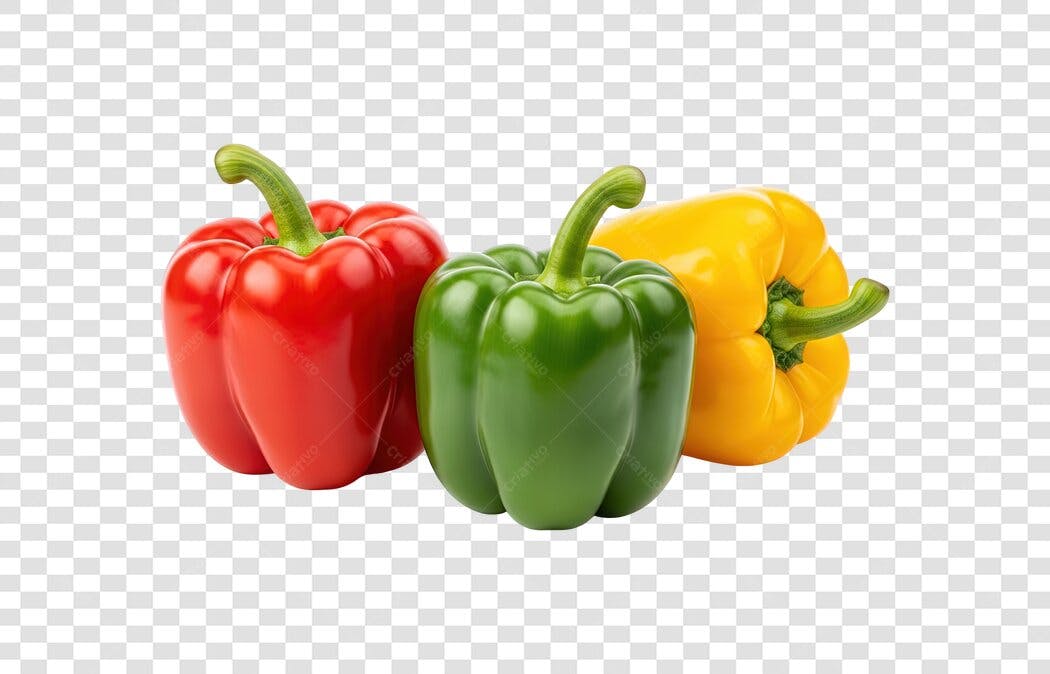 Imagem PNG Pimentões Coloridos Vermelho Verde Amarelo com fundo transparente