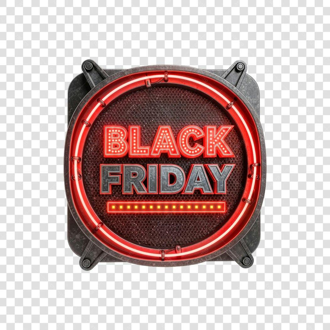 Placa Neon Black Friday Vermelho Retro PNG com fundo transparente
