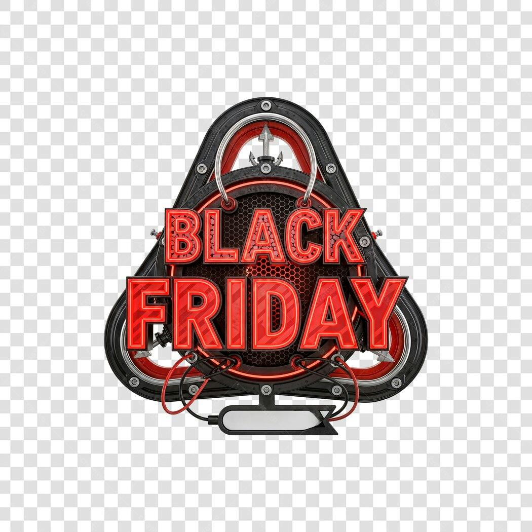 Selo Promocional Black Friday 3D Vermelho Metálico PNG com fundo transparente
