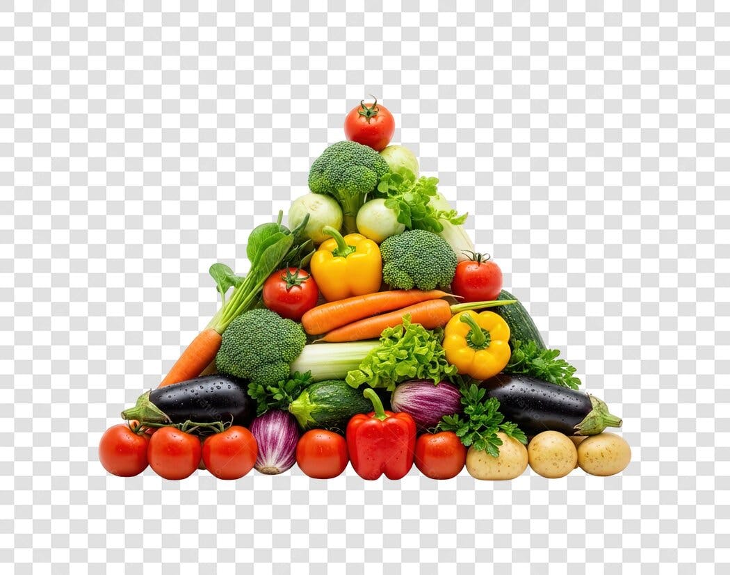 Pirâmide de Vegetais Frescos Alimentação Saudável PNG com fundo transparente