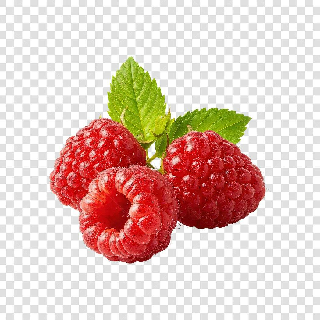 Framboesas Vermelhas e Hortelã Verde PNG com fundo transparente