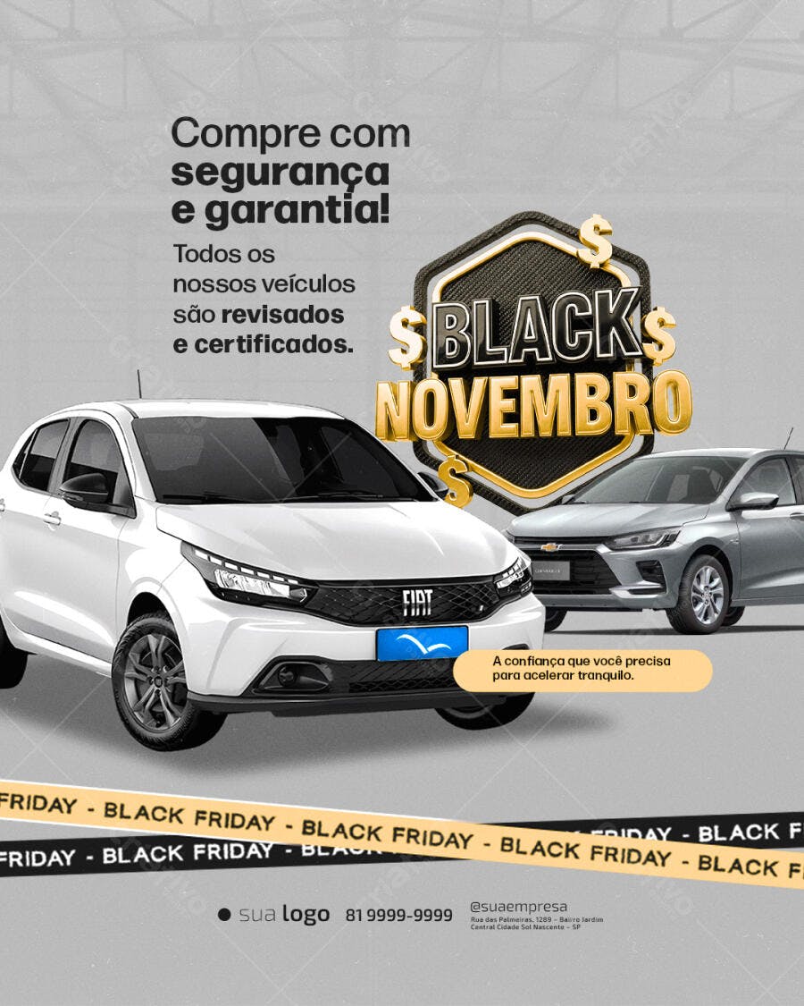 Flyer Black November Carros Seminovos PSD Editável