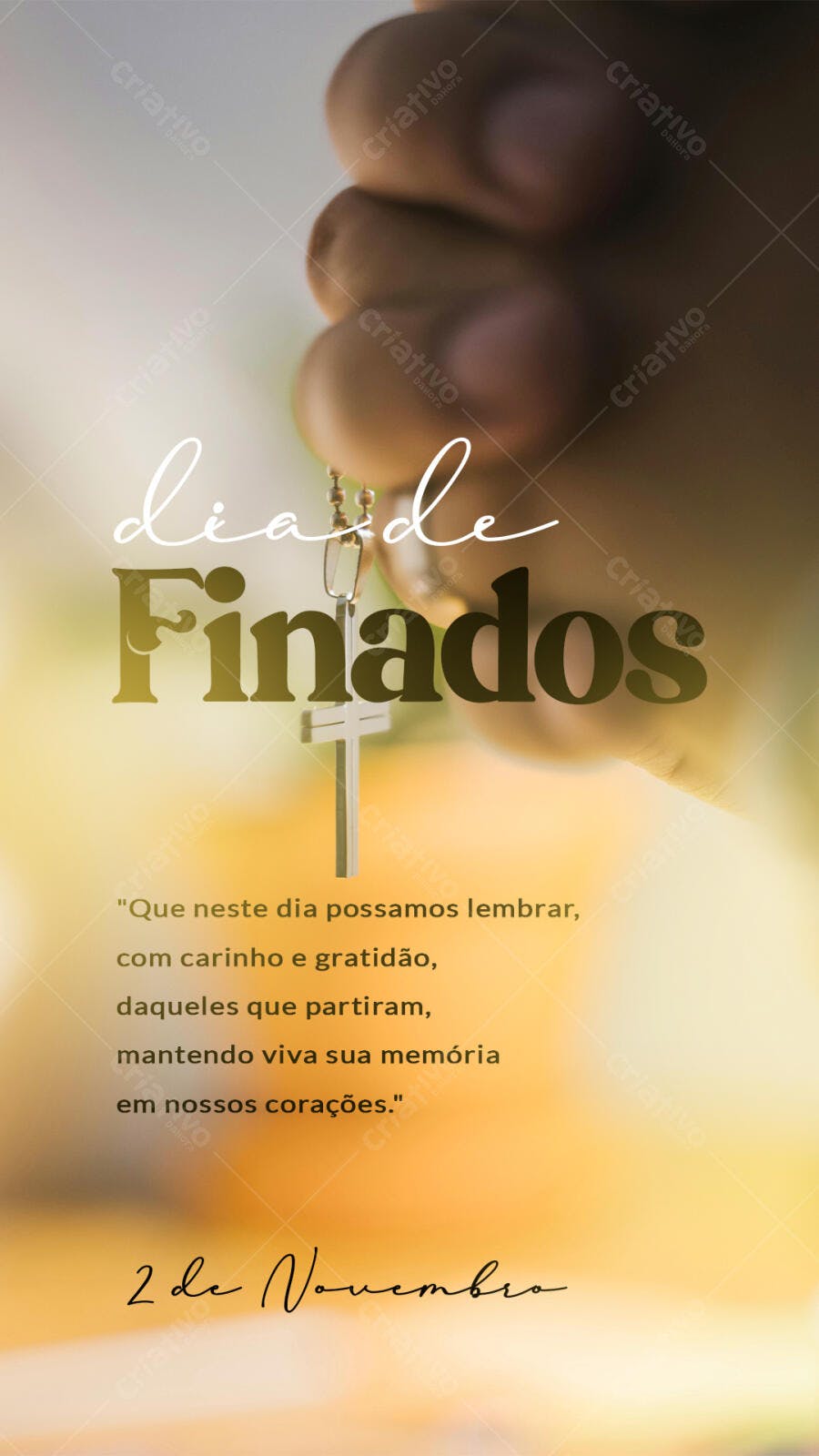 Flyer Dia de Finados Cristão Cruz Dourado PSD Editável