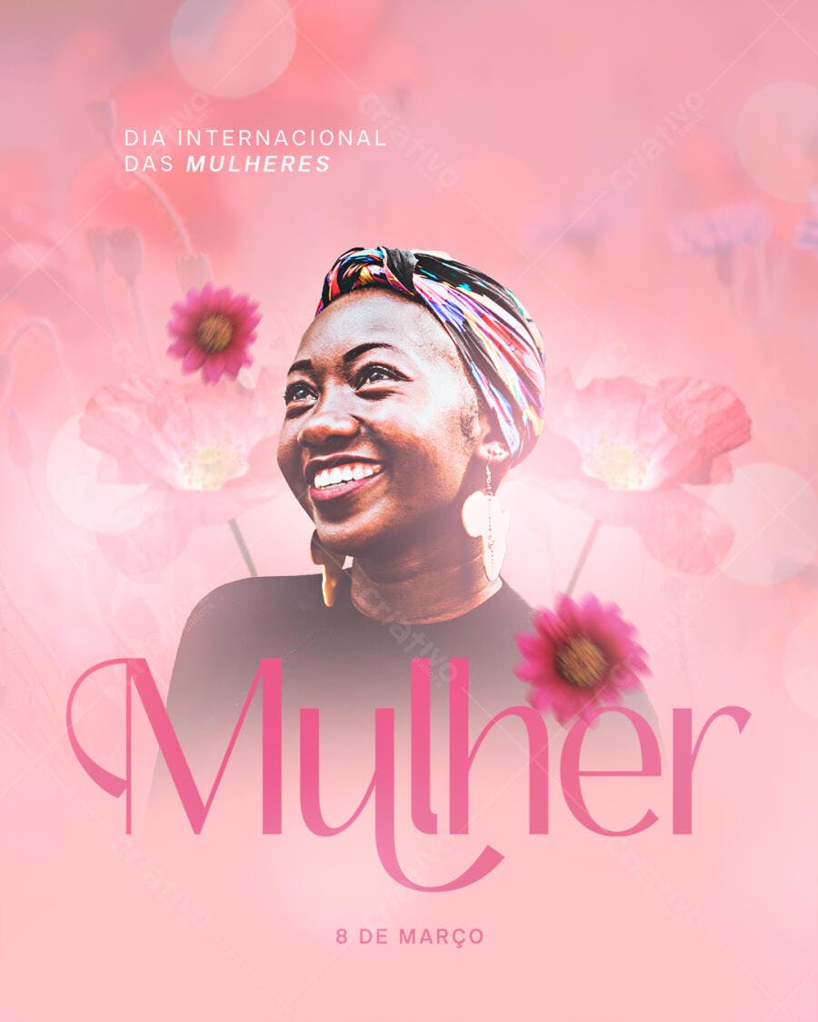 Flyer Dia Internacional da Mulher Negra Sorrindo PSD Editável