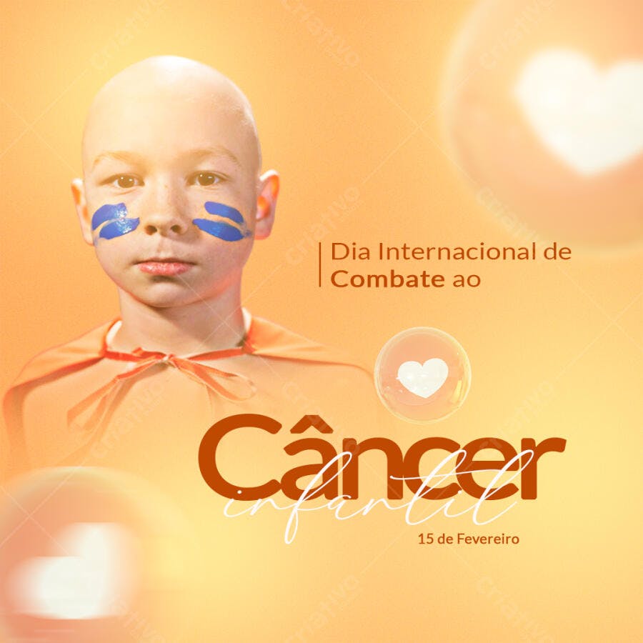 Flyer Social Dia Internacional de Combate ao Câncer Infantil PSD Editável