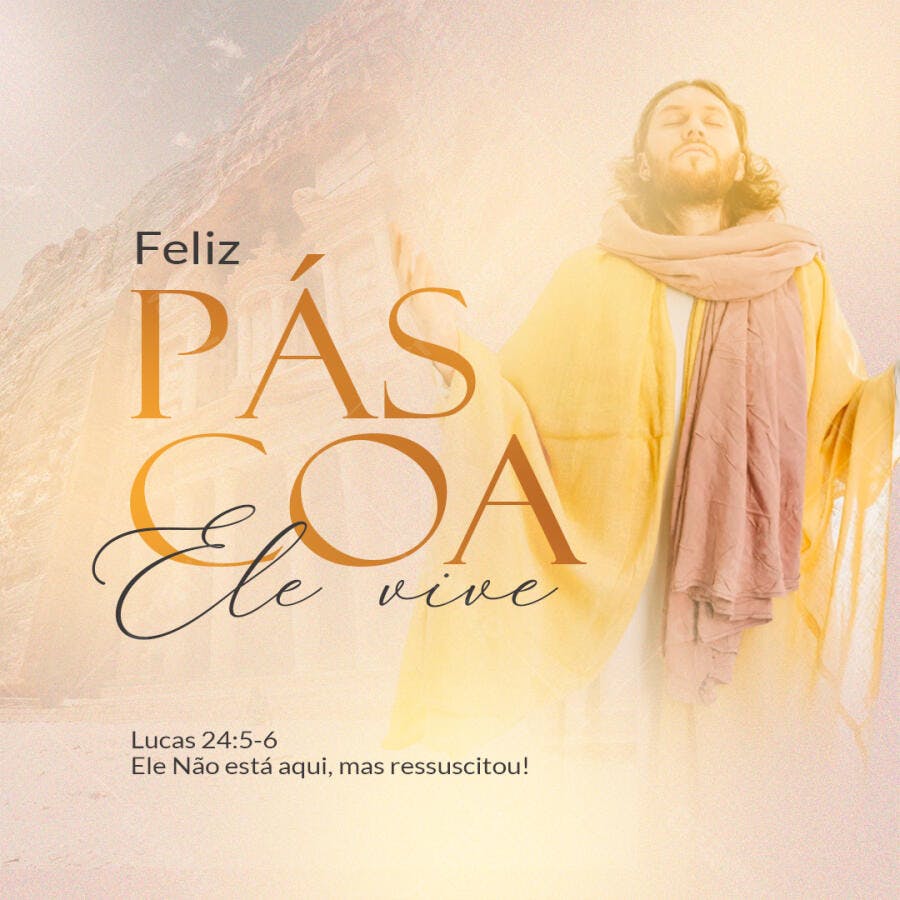 Flyer para Páscoa Cristã Jesus Ressuscitou PSD Editável