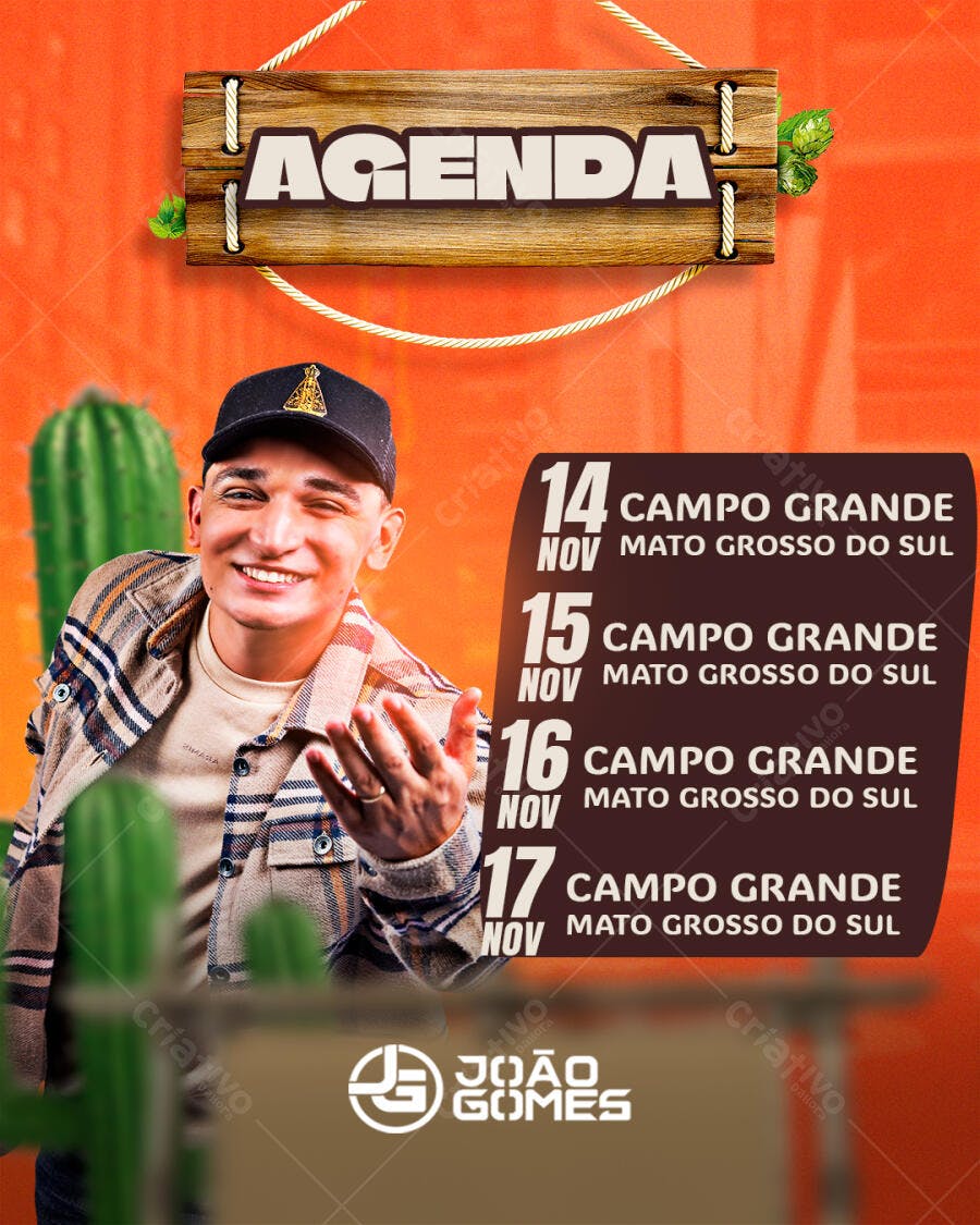 Flyer para Agenda de Shows João Gomes PSD Editável