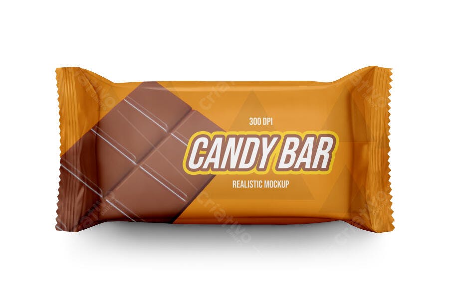 Mockup Realista de Embalagem de Barra de Chocolate Laranja Marrom