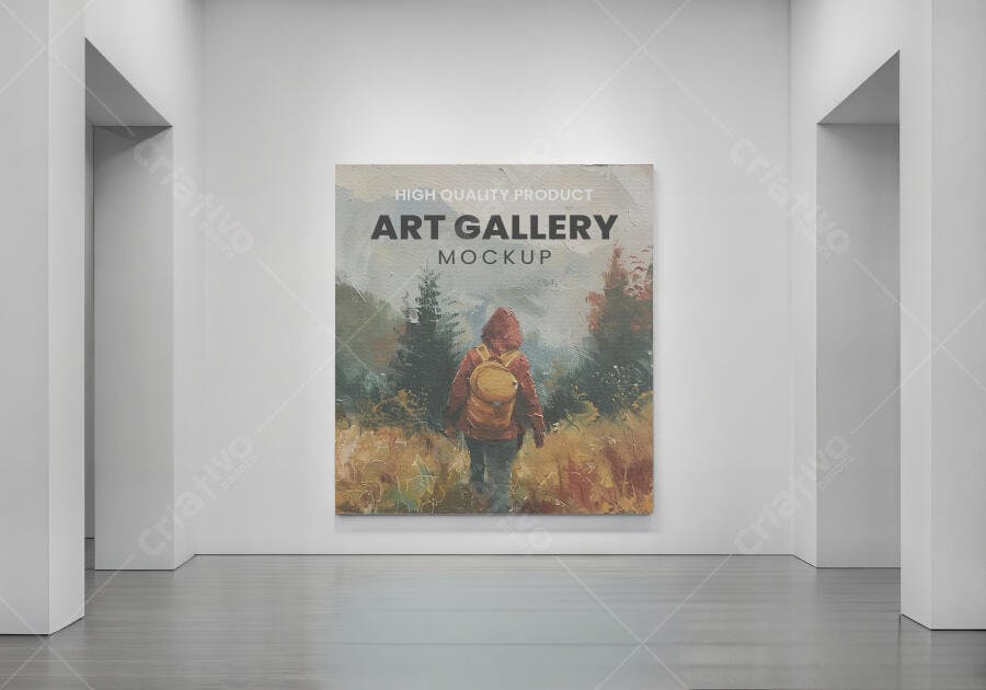 Mockup Galeria de Arte Minimalista para Poster Tela Quadro Design Moderno