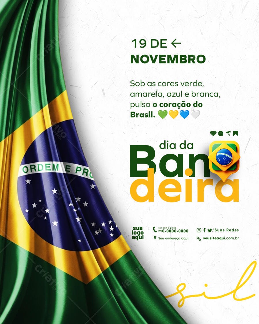 Flyer para Dia da Bandeira Nacional PSD Editável