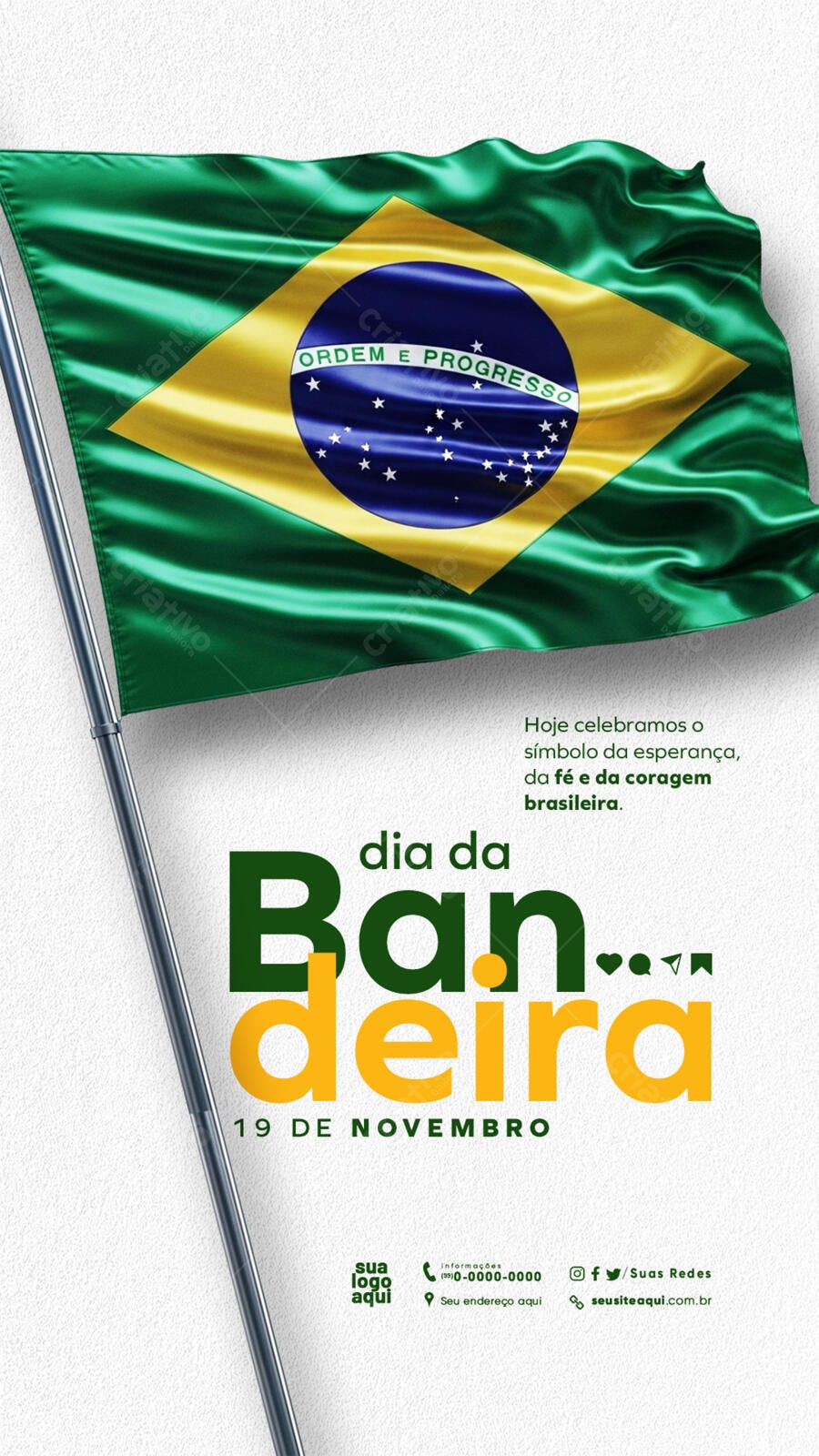 Post para Redes Sociais Dia da Bandeira 19 de Novembro PSD Editável
