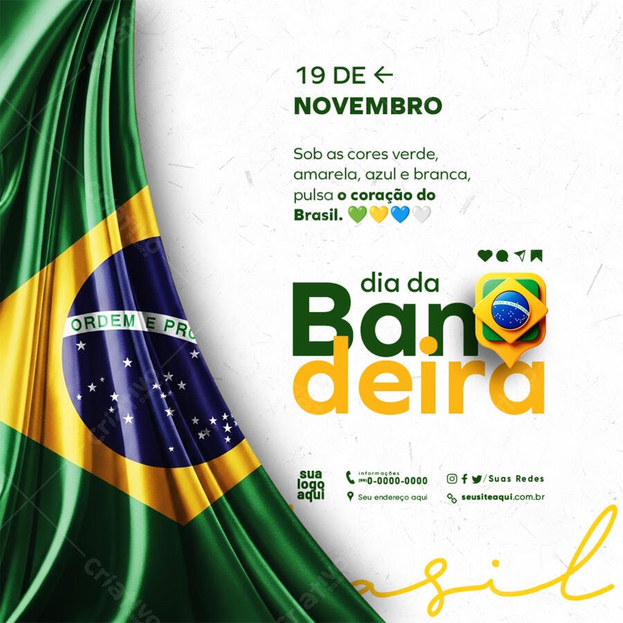 Flyer Dia da Bandeira 19 de Novembro PSD Editável