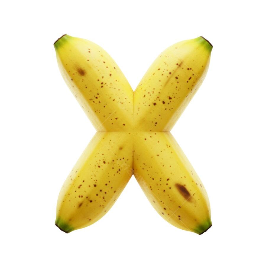 Icone letra X de bananas amarelas com pintas PNG com fundo transparente