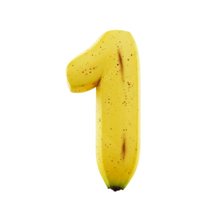 Icone Número Um Banana Amarela Realista PNG com fundo transparente