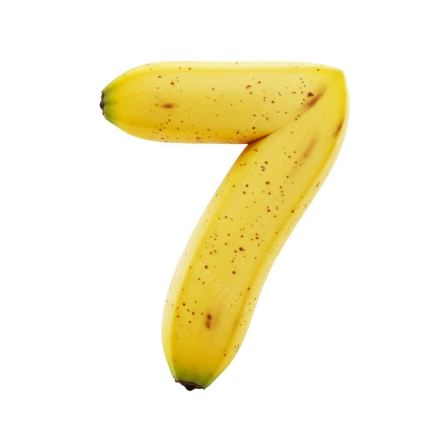 Figura Número 7 de bananas amarelas maduras PNG com fundo transparente