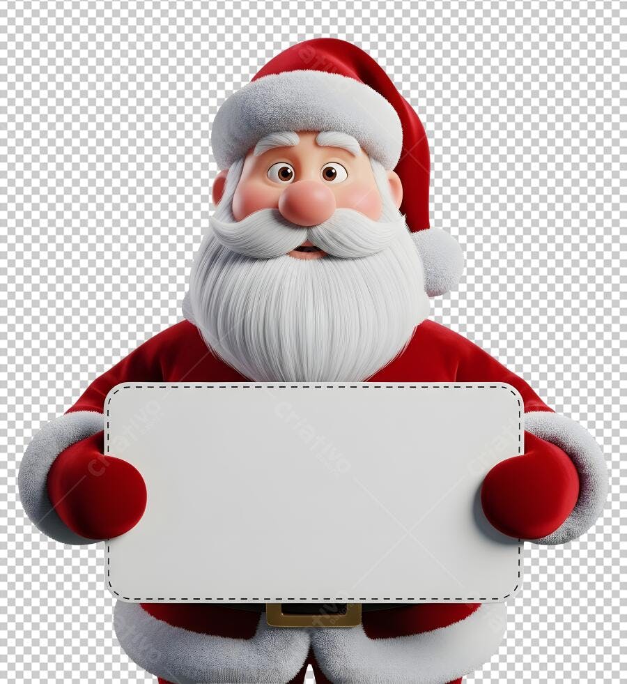 Ilustração 3D Papai Noel Vermelho Placa em Branco Natal PNG com fundo transparente