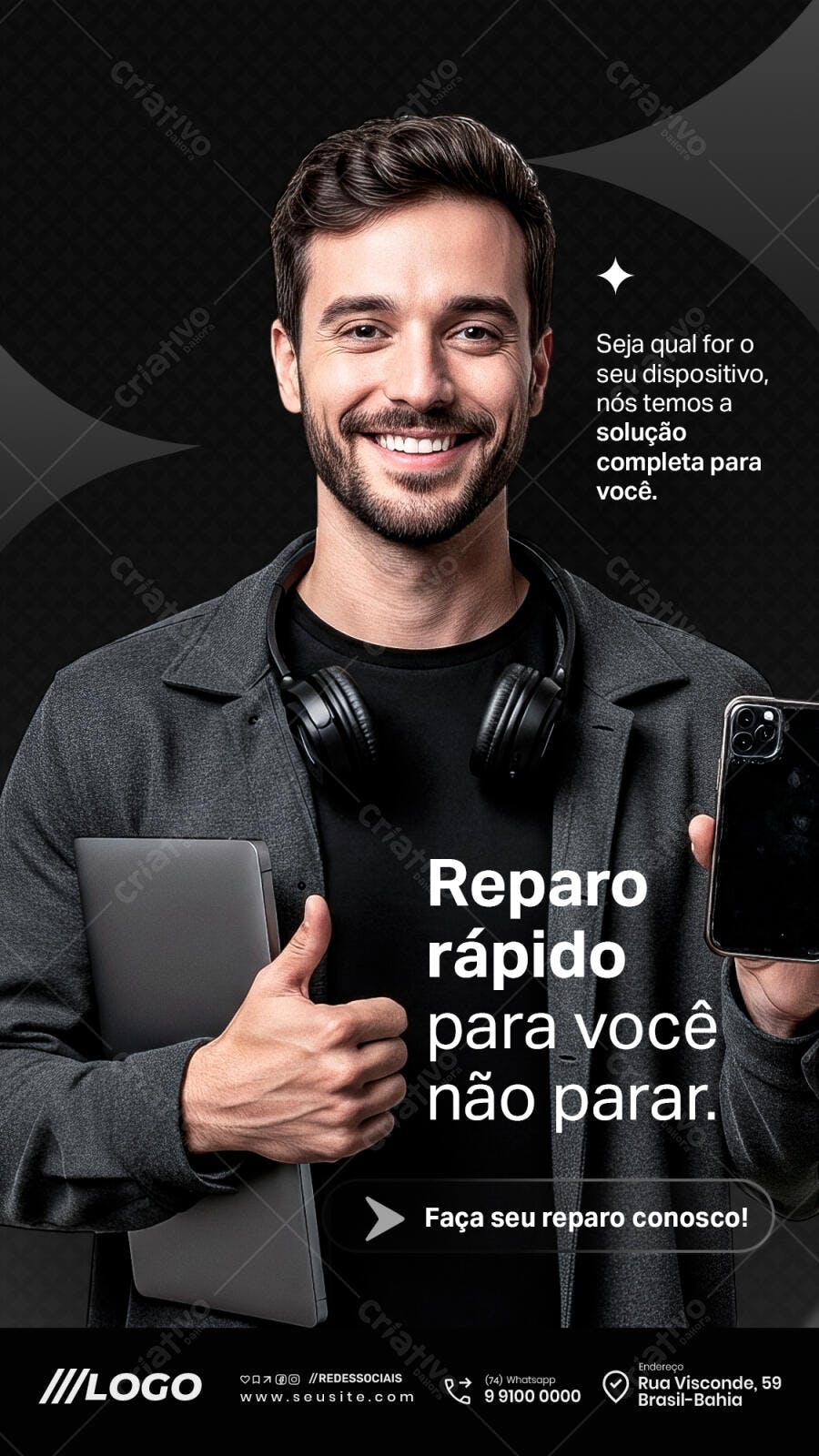 Post para Reparo de Celular Notebook Profissional PSD Editável