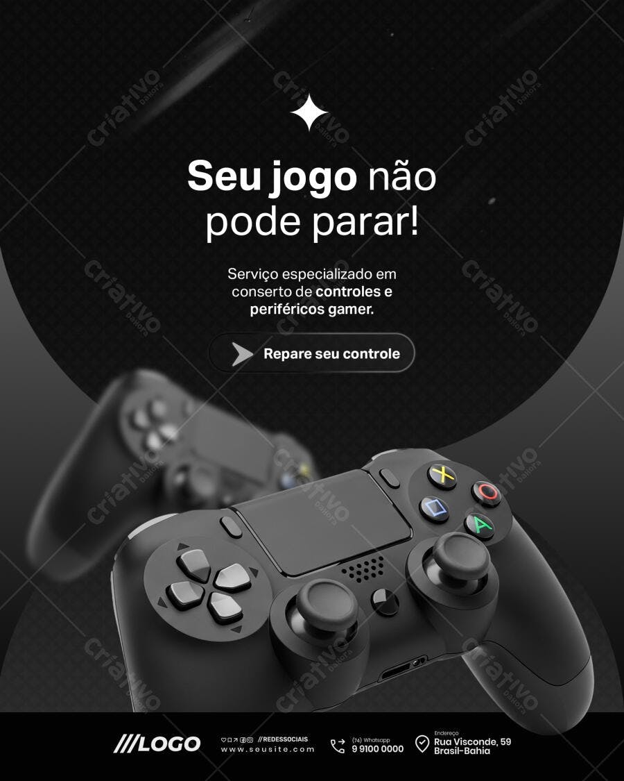 Flyer Conserto de Controles Periféricos Gamer PSD Editável