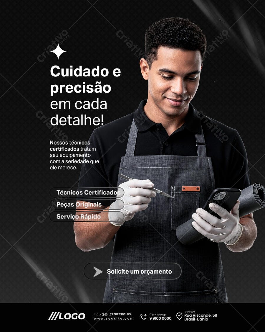 Post Social para Serviço Técnico de Celulares e Notebooks PSD Editável