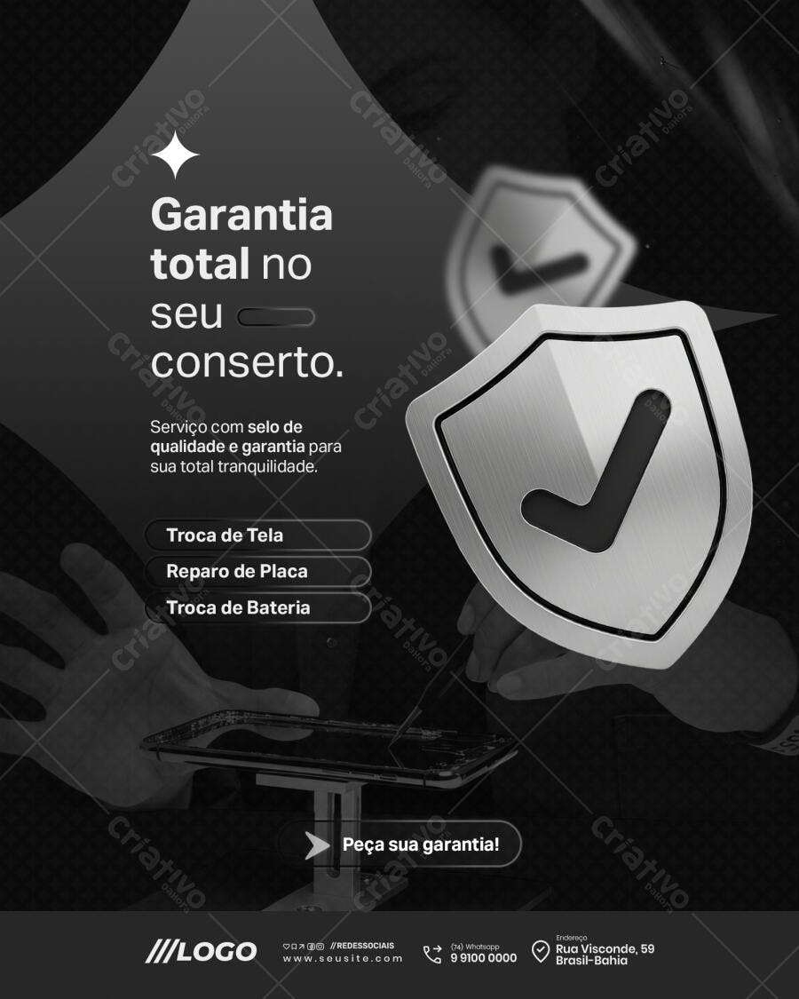 Flyer Conserto de Celular Garantido PSD Editável