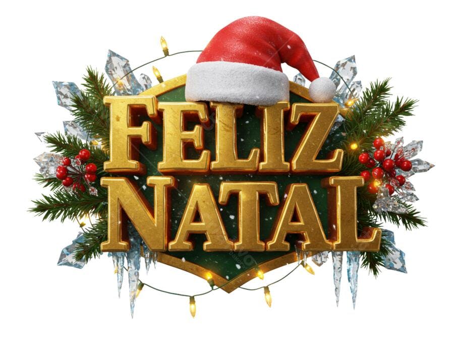 Título Feliz Natal 25 de Dezembro dourado PNG com fundo transparente