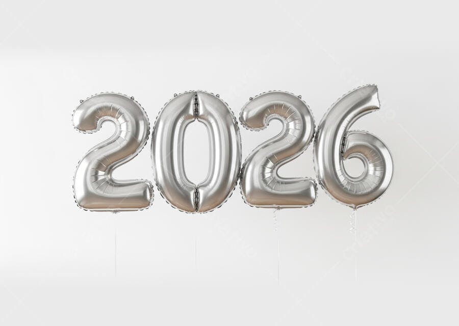 Balões de folha metálica prata 2026 celebração Ano Novo festa
