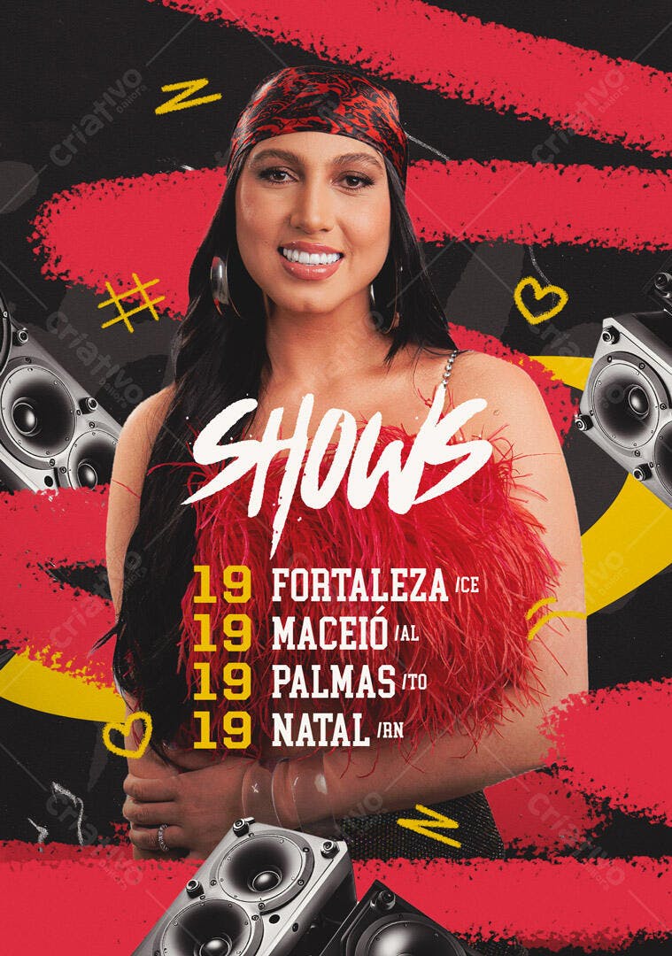 Flyer Shows Cantora Turnê Nacional PSD Editável