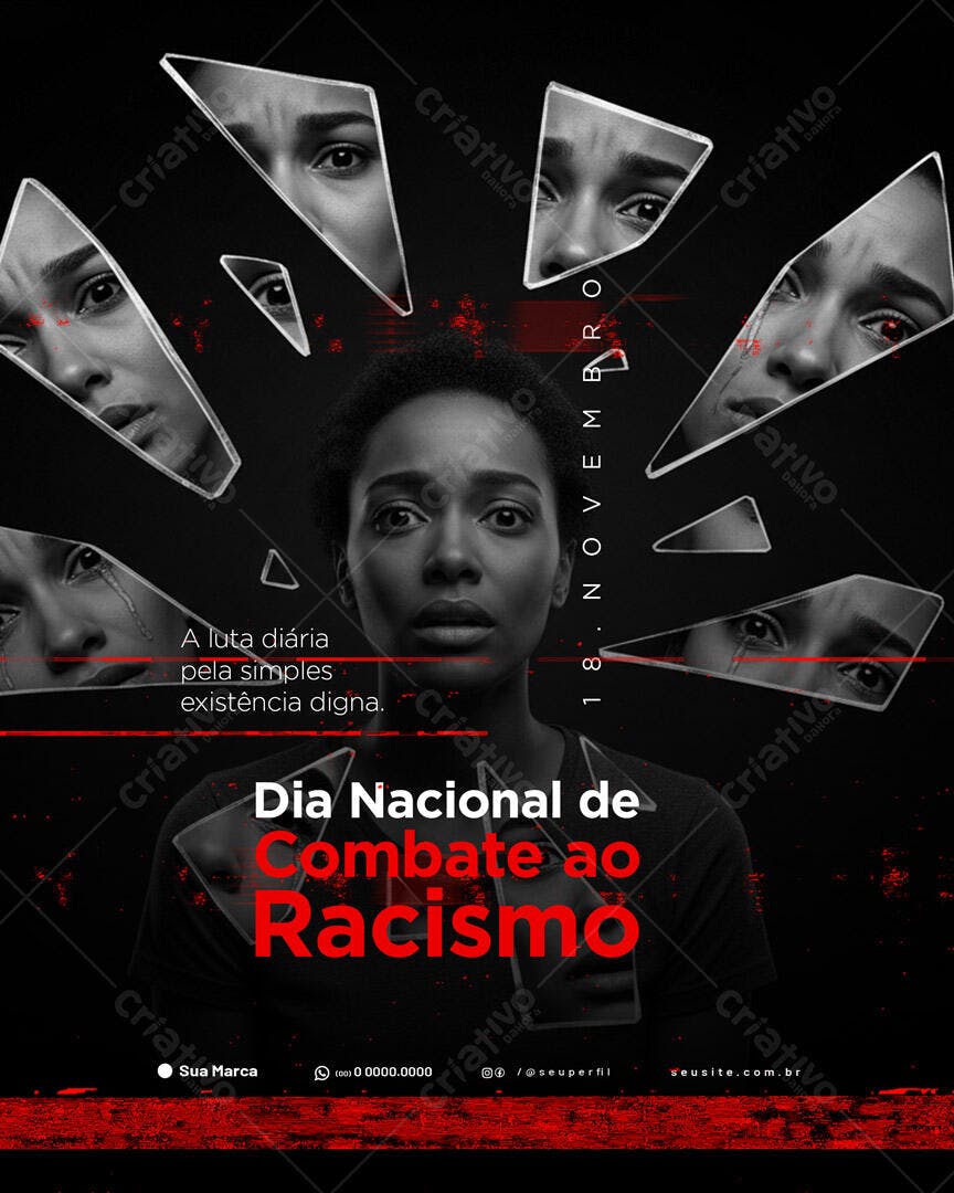 Post para Redes Sociais Dia Nacional Combate ao Racismo PSD Editável