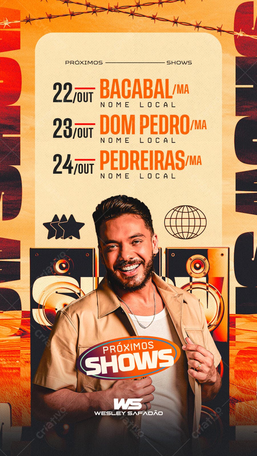 Flyer de Shows Wesley Safadão Próximos Eventos PSD Editável