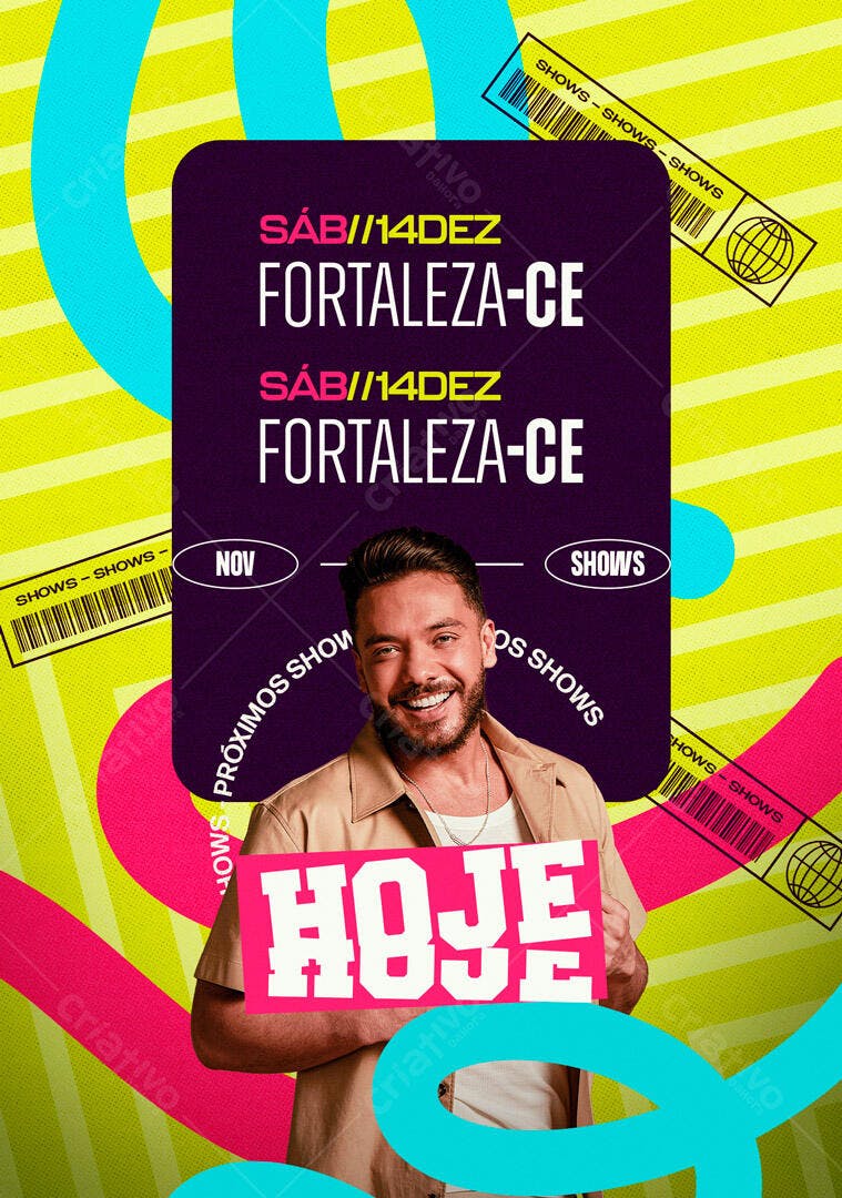 Flyer para Shows SÁB 14 DEZ Fortaleza com Artista PSD Editável