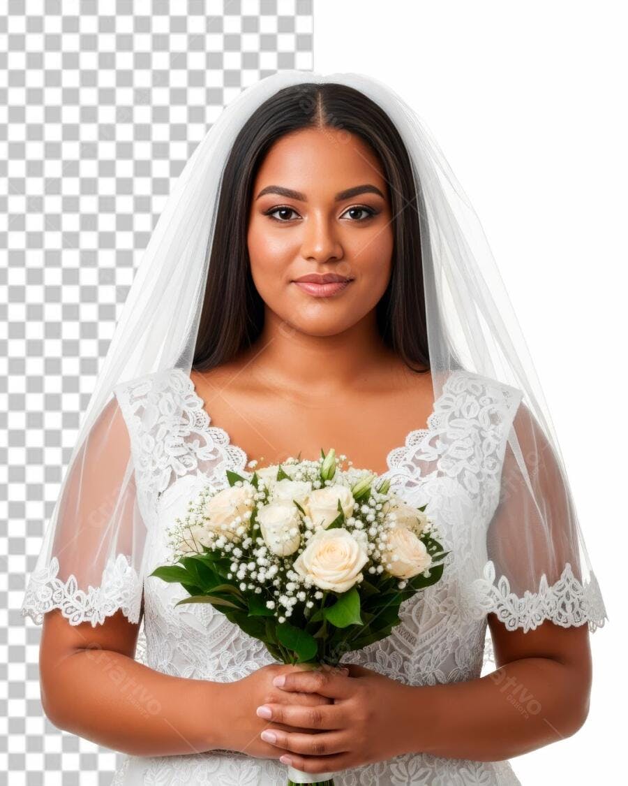 Imagem de Noiva para Casamento com Buquê PNG com fundo transparente