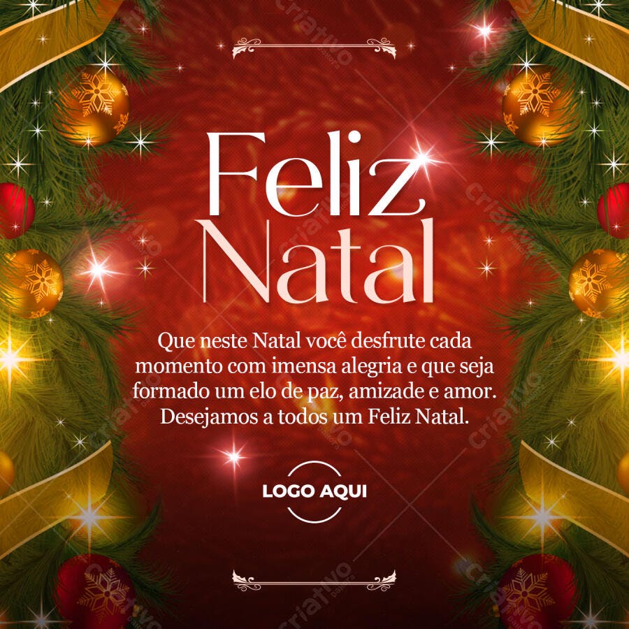 Flyer para Natal Dourado e Vermelho PSD Editável