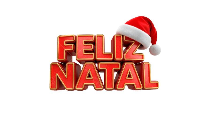 Selo 3D de Natal festivo vermelho dourado com gorro de Papai Noel